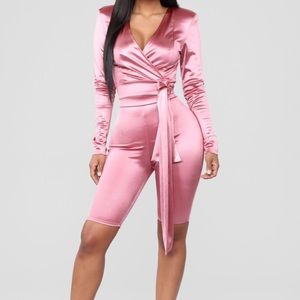 Twenty Fun Satin Short Set - Mauve